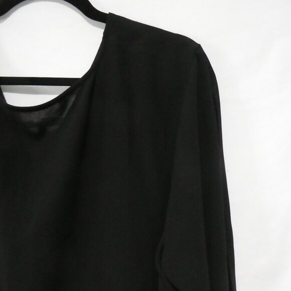 RACHEL - RACHEL ROY | 2X | Elegant Sheer Black V-Neck Blouse | Twist Knot Front - Picture 10 of 13